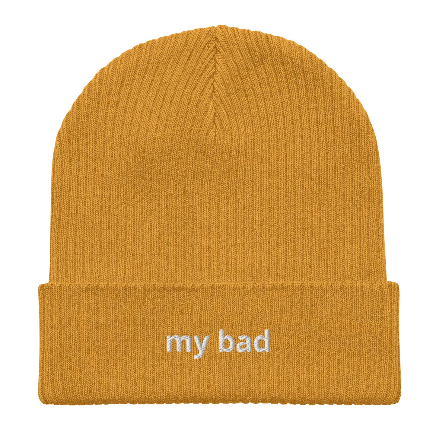 my bad organic ribbed beanie