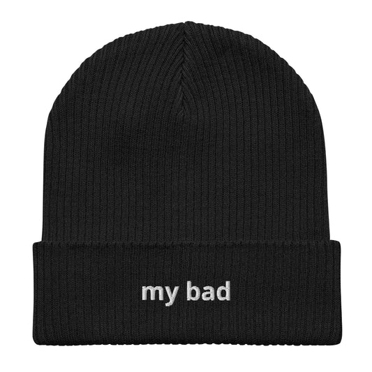 my bad organic ribbed beanie