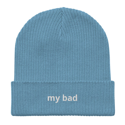 my bad organic ribbed beanie