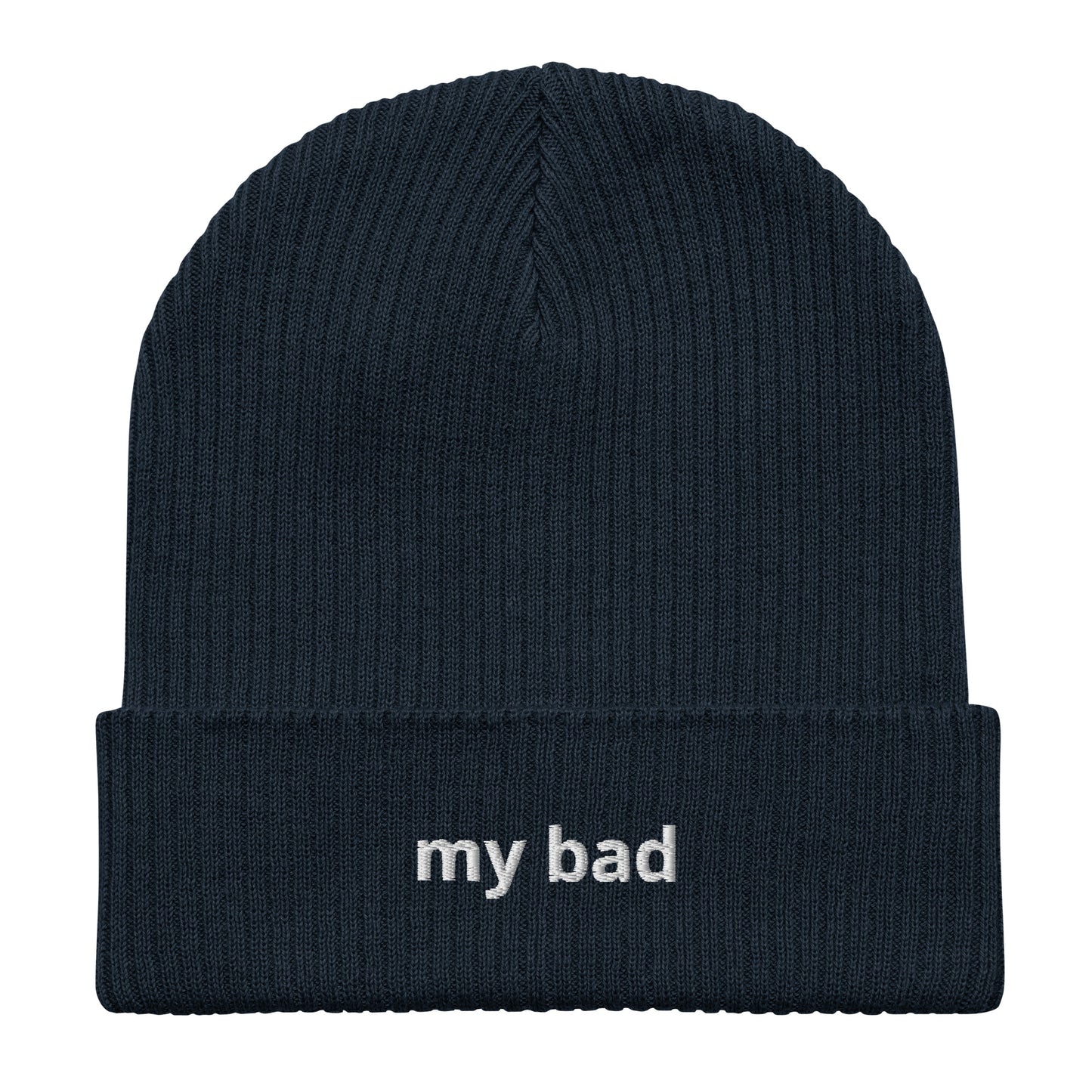 my bad organic ribbed beanie