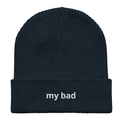 my bad organic ribbed beanie