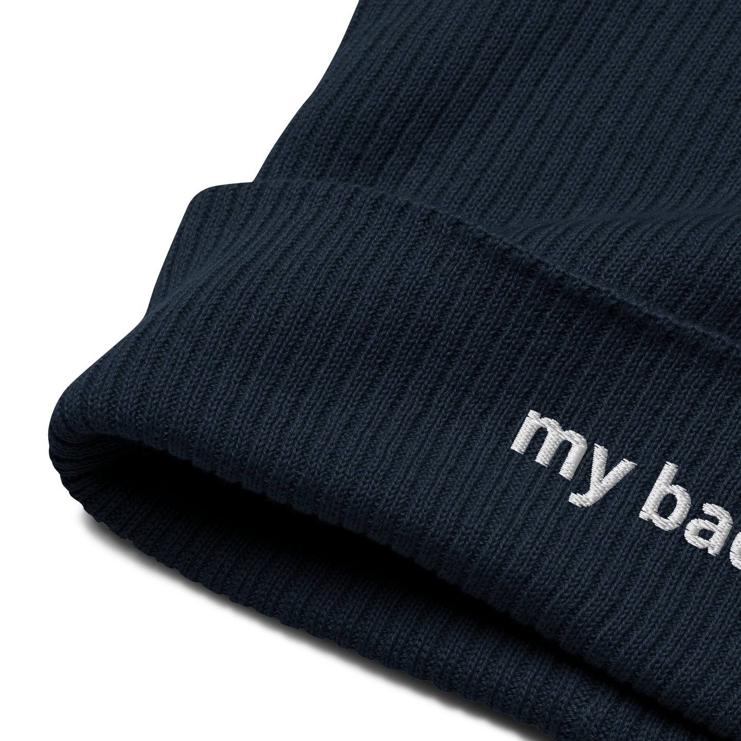 my bad organic ribbed beanie